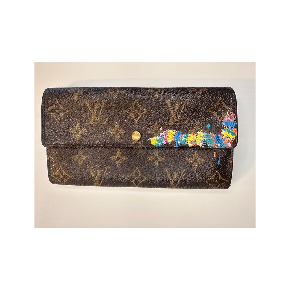 Louis Vuitton Vintage Monogram Wallet with Caterpillar and Butterfly Design